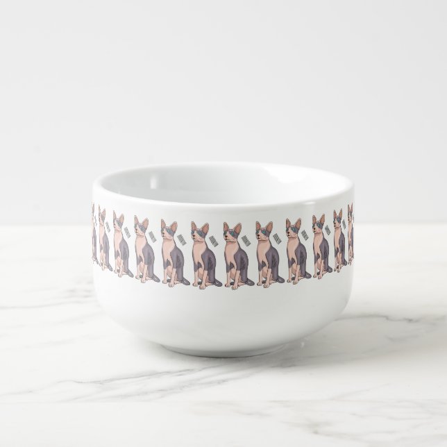 Sphynx cat cartoon illustration  soup mug (Front)