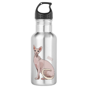 Sphynx cat cartoon illustration stainless steel water bottle