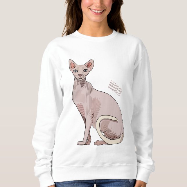 Sphynx cat cartoon illustration  sweatshirt (Front)