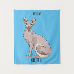 Sphynx cat cartoon illustration tapestry