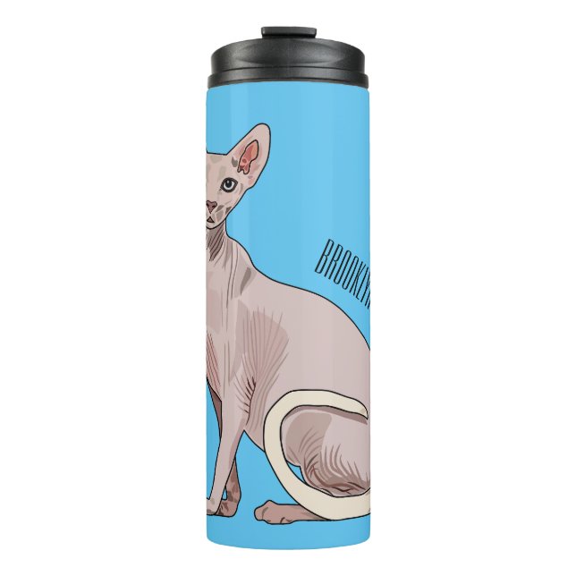 Sphynx cat cartoon illustration  thermal tumbler (Front)