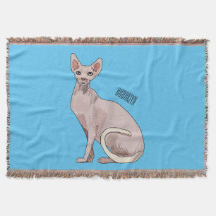 Sphynx cat cartoon illustration  throw blanket