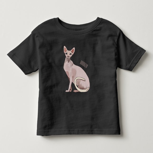 Sphynx cat cartoon illustration  toddler t-shirt (Front)