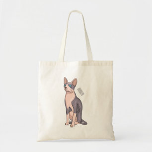 Sphynx cat cartoon illustration tote bag