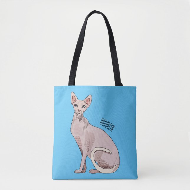 Sphynx cat cartoon illustration  tote bag (Front)