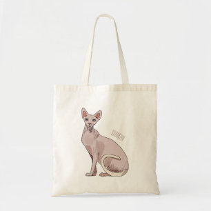 Sphynx cat cartoon illustration tote bag