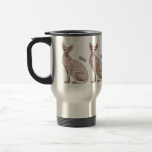 Sphynx cat cartoon illustration travel mug