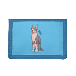 Sphynx cat cartoon illustration tri-fold wallet