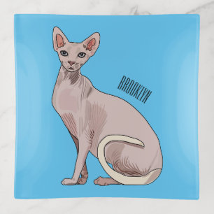 Sphynx cat cartoon illustration  trinket tray
