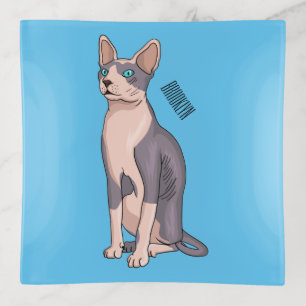 Sphynx cat cartoon illustration trinket tray