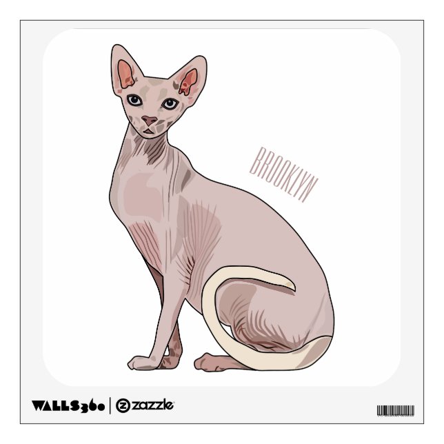 Sphynx cat cartoon illustration  wall decal (Front)