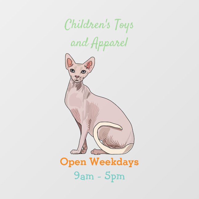 Sphynx cat cartoon illustration window cling (Sheet)