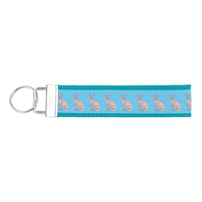 Sphynx cat cartoon illustration  wrist keychain (Keys on Left)