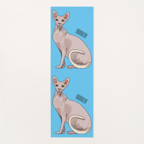 Sphynx cat cartoon illustration  yoga mat