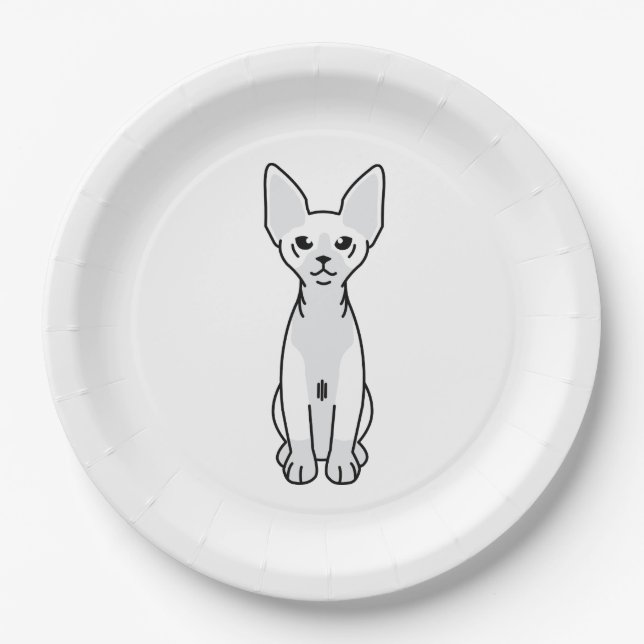 Sphynx Cat Cartoon Paper Plates (Front)