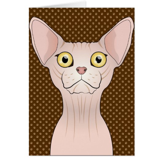 Sphynx Cat Cartoon Paws Cards (Front)