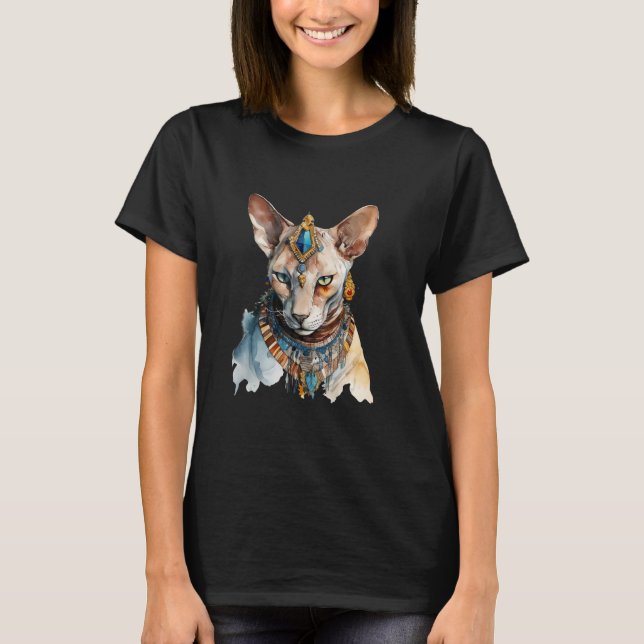 Sphynx Cat Cat Egyptian Cat Cat  Watercolor T-Shirt (Front)