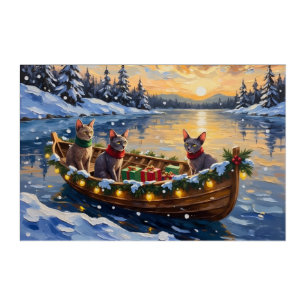 Sphynx Cat Christmas Boat Holiday Acrylic Print