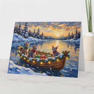 Sphynx Cat Christmas Boat Holiday Card