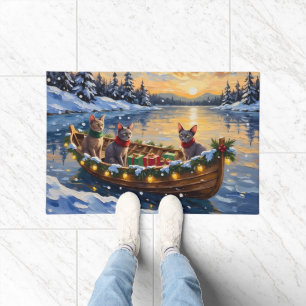 Sphynx Cat Christmas Boat Holiday Doormat