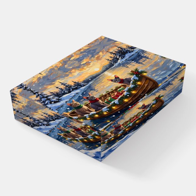 Sphynx Cat Christmas Boat Holiday Paperweight (Angled)
