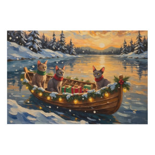 Sphynx Cat Christmas Boat Holiday Wood Wall Art