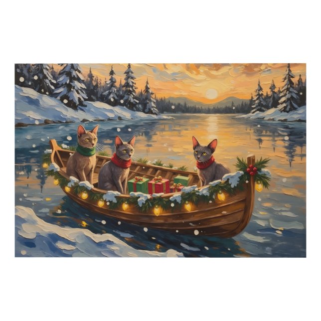 Sphynx Cat Christmas Boat Holiday Wood Wall Art (Front)