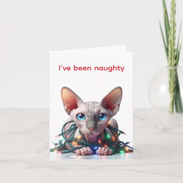 Sphynx Cat Christmas Card (Front)