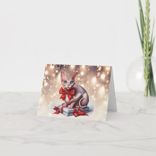 Sphynx Cat Christmas Card