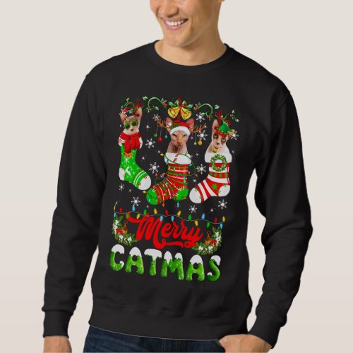 Sphynx Cat Christmas Santa Hat Scarf Holiday Cute Sweatshirt