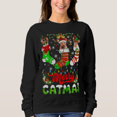 Sphynx Cat Christmas Santa Hat Scarf Holiday Cute Sweatshirt
