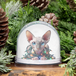 Sphynx Cat Christmas Snow Globe