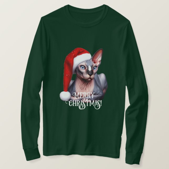 Sphynx Cat Christmas T-Shirt (Design Front)