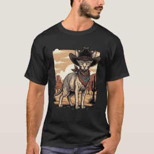 Sphynx Cat Cowboy Cat Dad Hairless Cat Pet Sphynx T-Shirt