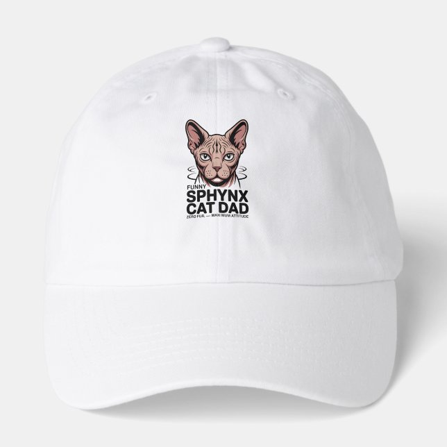 Sphynx Cat Dad Funny Vector Art Hat (Front)