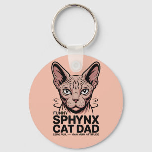 Sphynx Cat Dad Funny Vector Art Keychain