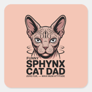 Sphynx Cat Dad Funny Vector Art Square Sticker
