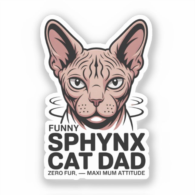 Sphynx Cat Dad Funny Vector Art Sticker (Front)