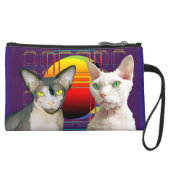 Sphynx Cat Devon Rex Cat Retro Purple Suede Wristlet Wallet (Front)
