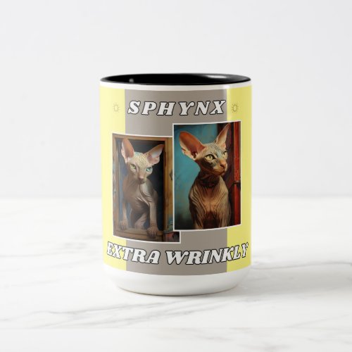 Sphynx cat extra wrinkly Two_Tone coffee mug