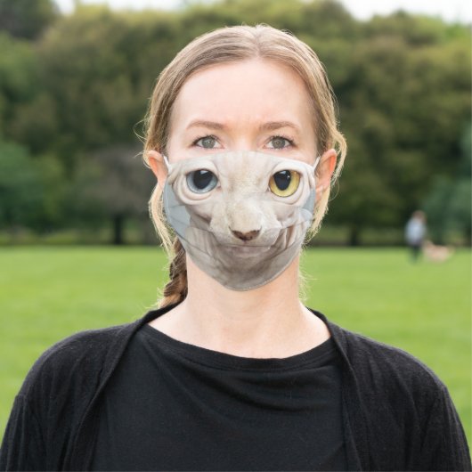 Sphynx Cat Face Adult Cloth Face Mask (Outside)