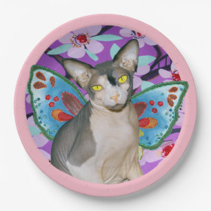Sphynx Cat Fairy Angel Floral Art Craft Party Paper Plates