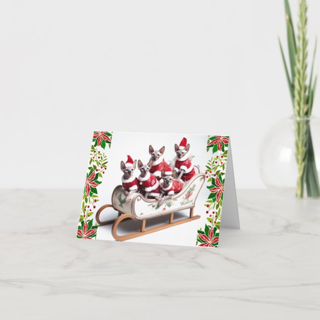 Sphynx Cat Family Christmas Card (Front)