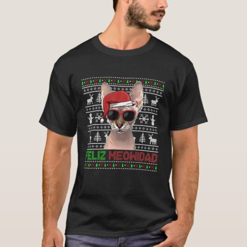 Sphynx Cat Feliz Meowidad Funny Christmas T_Shirt