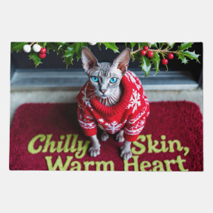 Sphynx Cat Festive Holiday Christmas Doormat