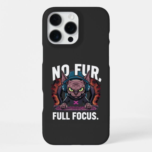 Sphynx Cat Gamer Full Focus Artwork iPhone Case (Back)
