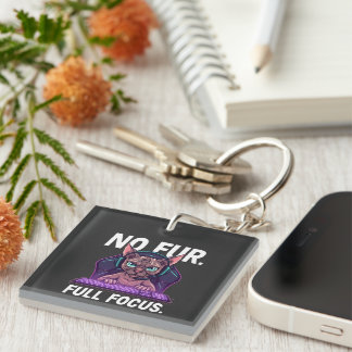 Sphynx Cat Gamer Full Focus Neon Art Keychain