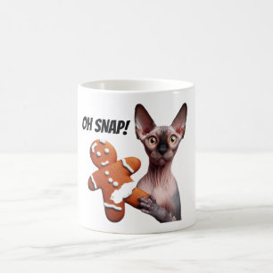 Sphynx Cat Gingerbread Cookie Oh Snap Funny Coffee Mug