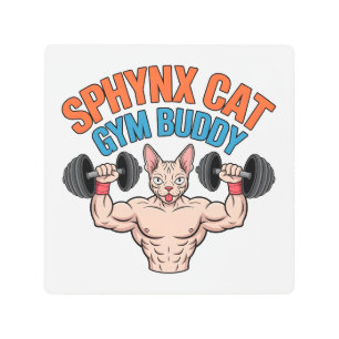 Sphynx Cat Gym Buddy Muscular Cartoon Art