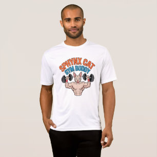 Sphynx Cat Gym Buddy Muscular Cartoon Art T-Shirt